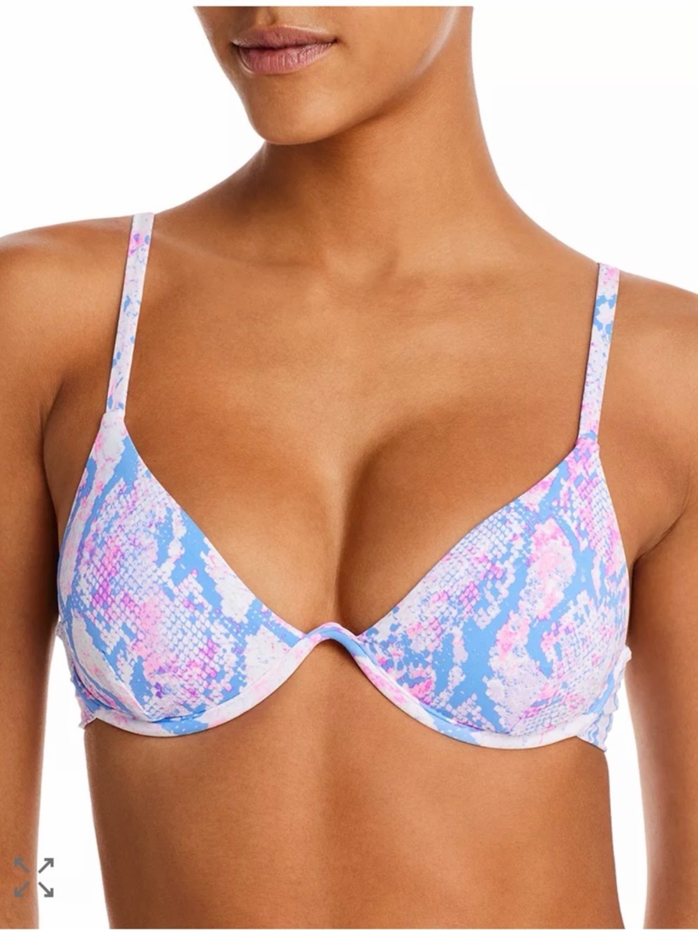 Aqua Multicolor Patterned Bikini Top